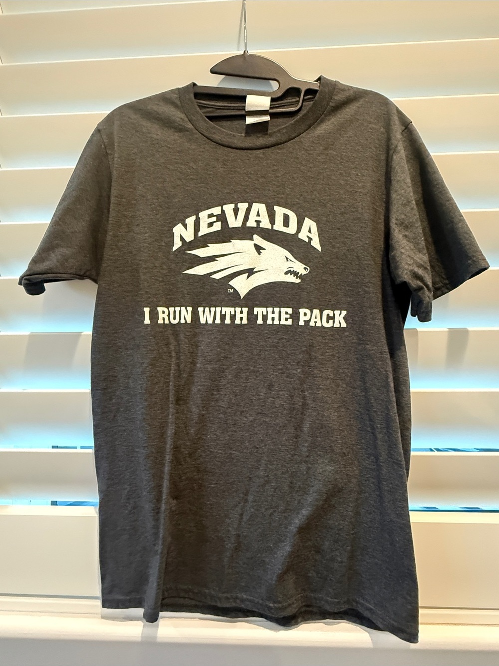 Small, Port and Company Charcoal Nevada 'I Run With The Pack' Short Sleeve Tee